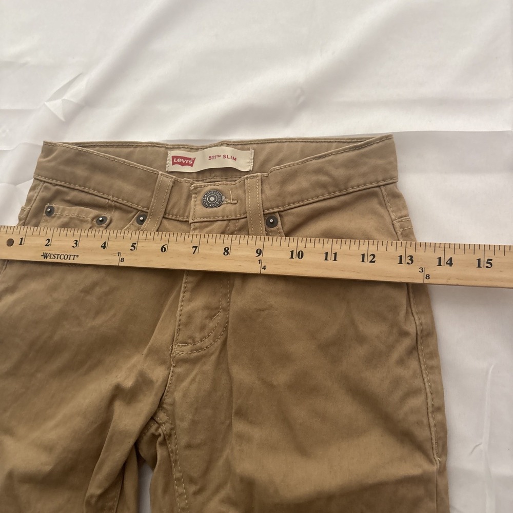Levi’s 511 Slim Fit Khaki Pants Boys Size 8 Adjustable Waist Brown - Picture 5 of 12